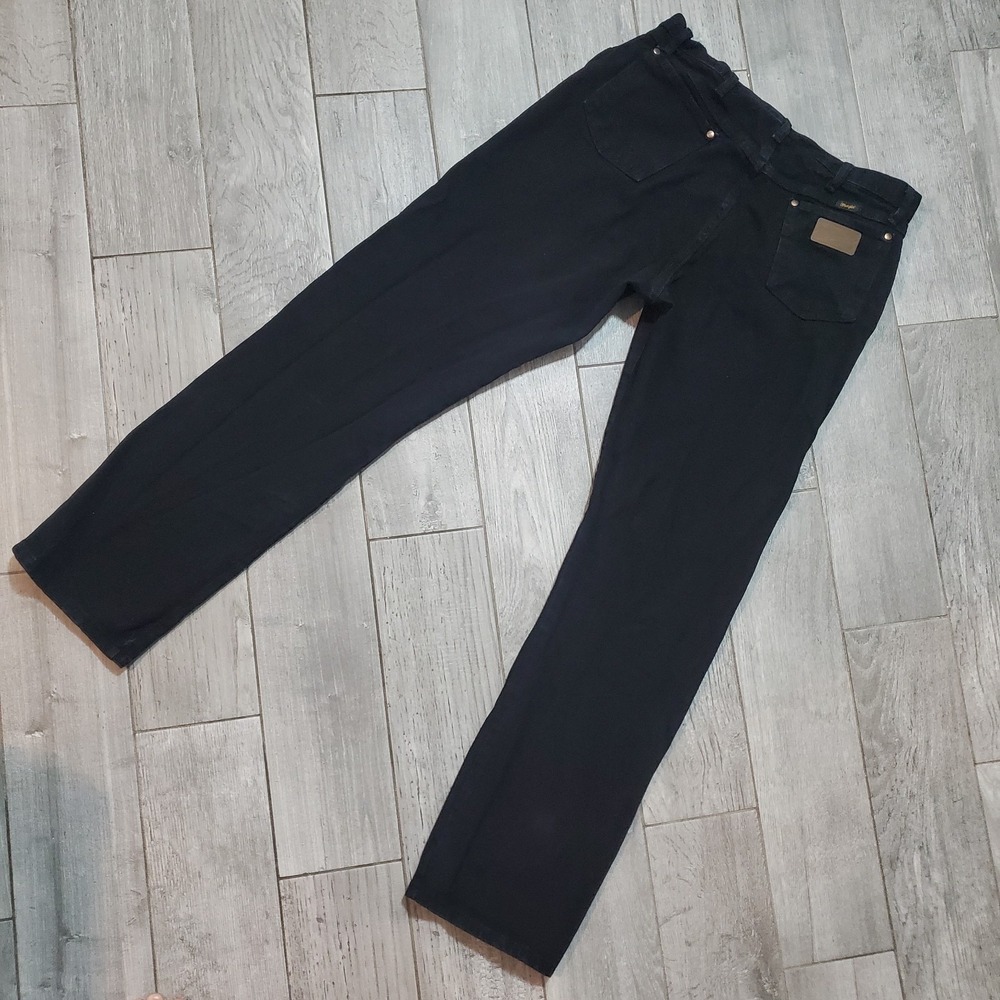 Wrangler Black Denim Jeans Mens 36x34 100% Cotton Mexico Style A222 Cowboy Cut